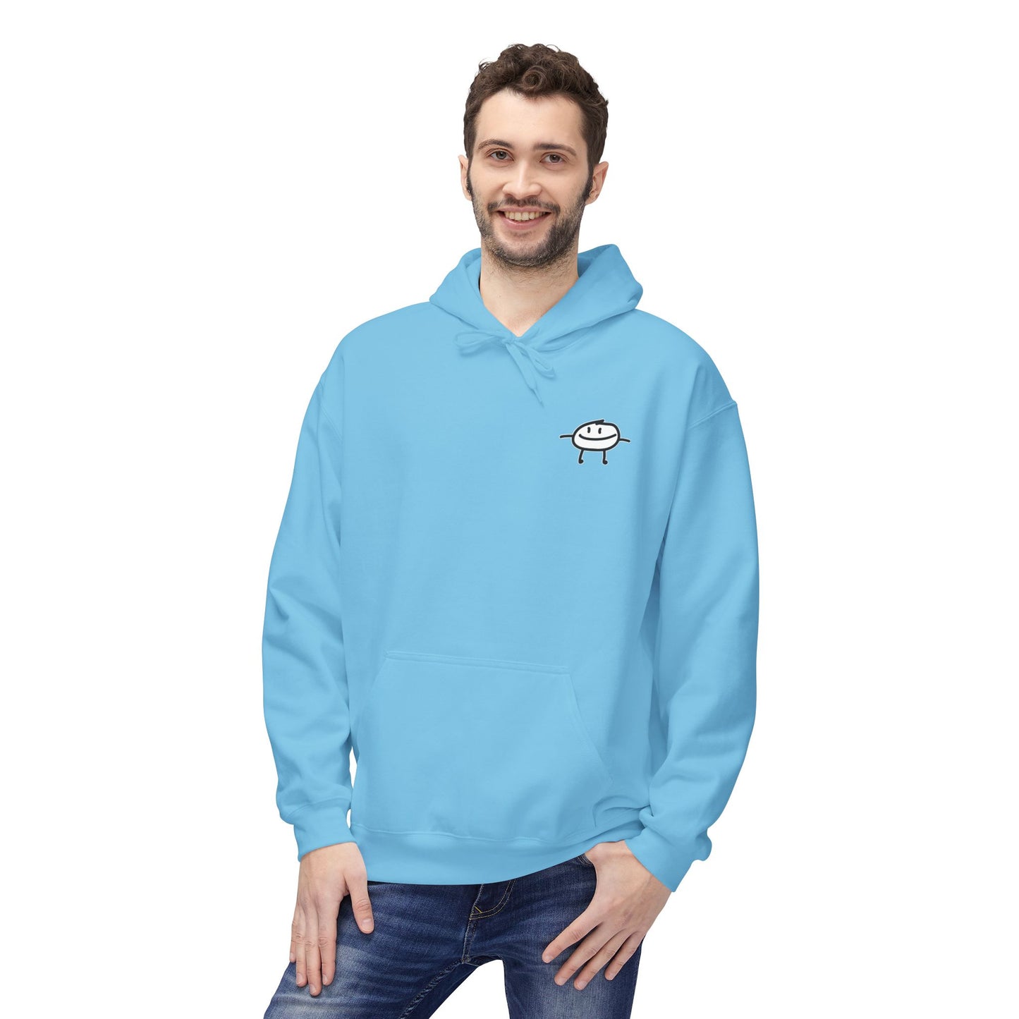 Positive On Purpose Hoodie; Simple logo design with wave quotes on back.
